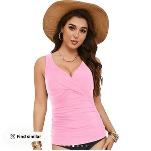 Pink tankini with black bottoms women’s size medium .